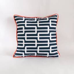 Orange & Navy Geometric Cushion 45cm X Cotton - thumbnail 2