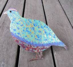 Upcycled Metal Partridge Christmas Tree Topper Hand-Painted Art - thumbnail 1