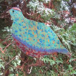 Upcycled Metal Partridge Christmas Tree Topper Hand-Painted Art - thumbnail 2