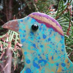 Upcycled Metal Partridge Christmas Tree Topper Hand-Painted Art - thumbnail 3