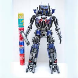 Opt Robot - 26.38 Inches High - Damage Version Scrap Metal Sculpture, Industrial Fantasy D??cor - thumbnail 1