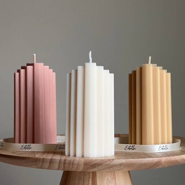 Geometric Soy Pillar Candle Sculptural Home Decor - image 1