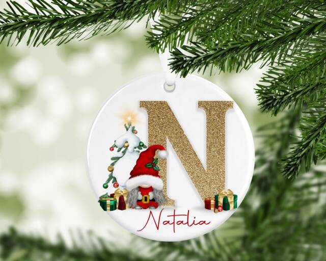 Gonk Gonks Christmas Personalised Gold Kids Gift Present Keepsake Novelty Bauble Tree Xmas Son Brother Boyfriend Dad Daughter