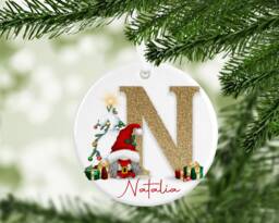 Gonk Gonks Christmas Personalised Gold Kids Gift Present Keepsake Novelty Bauble Tree Xmas Son Brother Boyfriend Dad Daughter