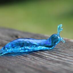 Blue Spotted Slug Glass Sculpture Glass Slug Lampwork Glass Animals Handcrafted - thumbnail 2
