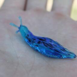 Blue Spotted Slug Glass Sculpture Glass Slug Lampwork Glass Animals Handcrafted - thumbnail 3