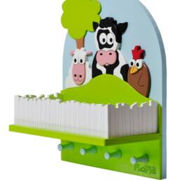 Children's Wardrobe With Spacious Storage For Hats & Scarves - Farm Motif - thumbnail 2