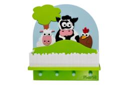Children's Wardrobe With Spacious Storage For Hats & Scarves - Farm Motif - thumbnail 1