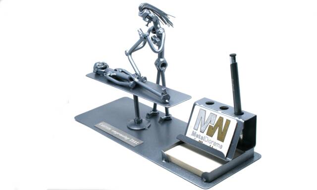 Metal Sculpture Physiotherapist Gift Business Card Holder, Osteopath Welded Metal Art, Physiotherapist Art Ddexc Organizer - image 1