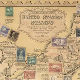 Old Stamp Map Of The Usa, E. Chase, 1949 - Historical United States Post Office Presidents, Landmarks, Collector Framed Unframed Canvas - thumbnail 3
