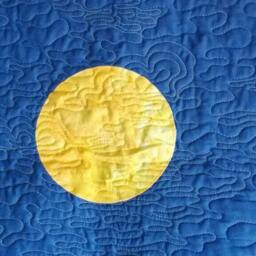Moon Reflection Quilt, Stary Night Blue Ocean Handmade Blue Twin Queen Size Quilted Throw, Modern Quilt - thumbnail 3