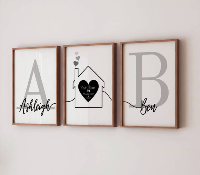 Personalised New Home Print Set, Housewarming Wall Art, Entry Way Set Of 3 - image 1