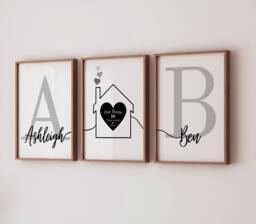 Personalised New Home Print Set, Housewarming Wall Art, Entry Way Set Of 3 - thumbnail 1