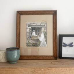 "Ghost Watercolor Cardstock Print - ""I Love You Boo" - thumbnail 2