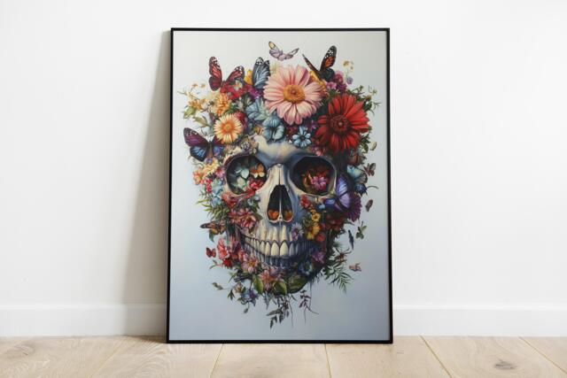 Life & Death Floral Skull Wall Art - image 1