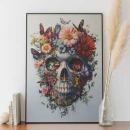 Life & Death Floral Skull Wall Art - thumbnail 3