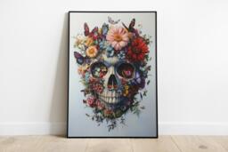 Life & Death Floral Skull Wall Art - thumbnail 1