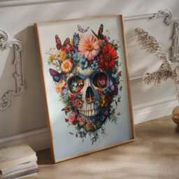 Life & Death Floral Skull Wall Art - thumbnail 2