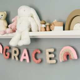 Name Garland With Rainbows, Custom Name Banner, Personalised Name, Nursery Garland, Bunting, Children's Room Decor - thumbnail 2