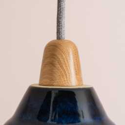 Blue Small Element Pendant Light in Ceramic & Oak - thumbnail 3