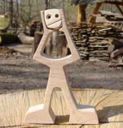 Carved Wooden Sculpture Head in The Clouds - thumbnail 1