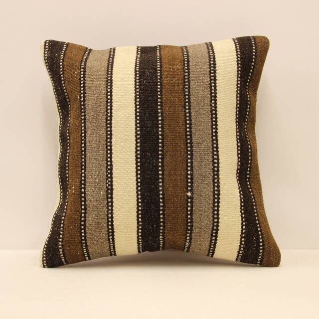 Vintage Kilim Pillow, 16x16 Pillow Cover, Handwoven Lumbar, Couch Throw Pillow, Boho Lumbar Pillow, Cushion Cover, Ethnic 4Kf-573 - image 1