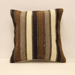Vintage Kilim Pillow, 16x16 Pillow Cover, Handwoven Lumbar, Couch Throw Pillow, Boho Lumbar Pillow, Cushion Cover, Ethnic 4Kf-573 - thumbnail 1