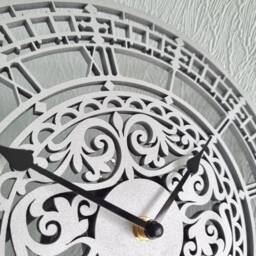 Silver Glitter Wall Clock Silent Non Ticking Roman Numerals 30cm 55cm Ornament Gift - thumbnail 3