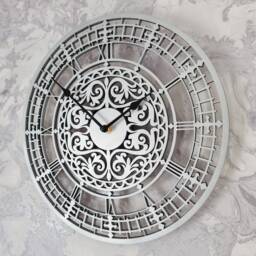 Silver Glitter Wall Clock Silent Non Ticking Roman Numerals 30cm 55cm Ornament Gift - thumbnail 2