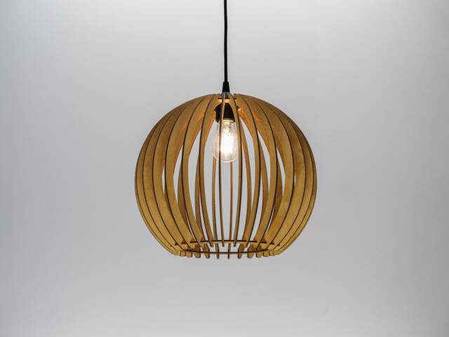 Plywood Orb Lampshade Scandinavian Wood Pendant Light - image 1