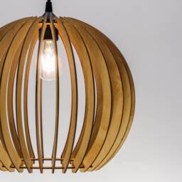 Plywood Orb Lampshade Scandinavian Wood Pendant Light - thumbnail 3
