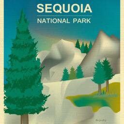 Sequoia National Park Poster, Art, California Print, Skyline, Gift - Style E8-O-Seq - thumbnail 2