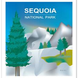 Sequoia National Park Poster, Art, California Print, Skyline, Gift - Style E8-O-Seq - thumbnail 3