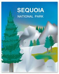 Sequoia National Park Poster, Art, California Print, Skyline, Gift - Style E8-O-Seq - thumbnail 1
