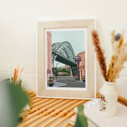 Newcastle Upon Tyne, Newcastle, The Tyne Bridge, Art Print, Travel Poster, England, Uk, Side Street - thumbnail 3