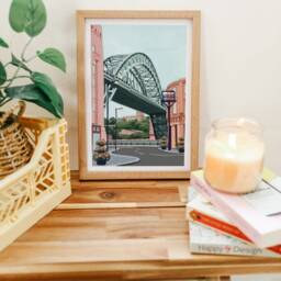 Newcastle Upon Tyne, Newcastle, The Tyne Bridge, Art Print, Travel Poster, England, Uk, Side Street - thumbnail 2