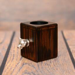 American Staffordshire Terrier - Wooden Candlestick With Dog, Souvenir, Decoration, Limited Edition, Collection - thumbnail 2
