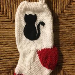 Knit Christmas Stocking, Black Cat Silhouette, Handmade To Order - thumbnail 2