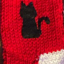 Knit Christmas Stocking, Black Cat Silhouette, Handmade To Order - thumbnail 3