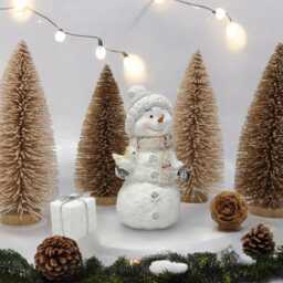 Sparkly Beige & Brown Miniature Christmas Tree Dollhouse Decor - thumbnail 4