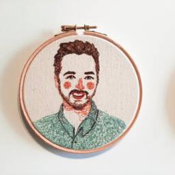 Custom Couple Portrait Wall Art, Personalized Couples Embroidery Illustration, Anniversary Gift, Custom Wedding Housewarming Gift - thumbnail 3