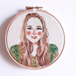 Custom Couple Portrait Wall Art, Personalized Couples Embroidery Illustration, Anniversary Gift, Custom Wedding Housewarming Gift - thumbnail 2