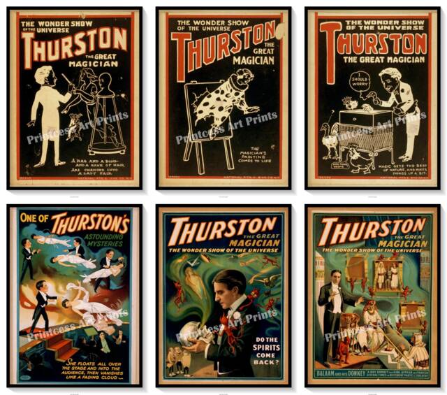 Vintage Magician Thurston Magic Show Poster Ads Set Of 6 Prints - image 1