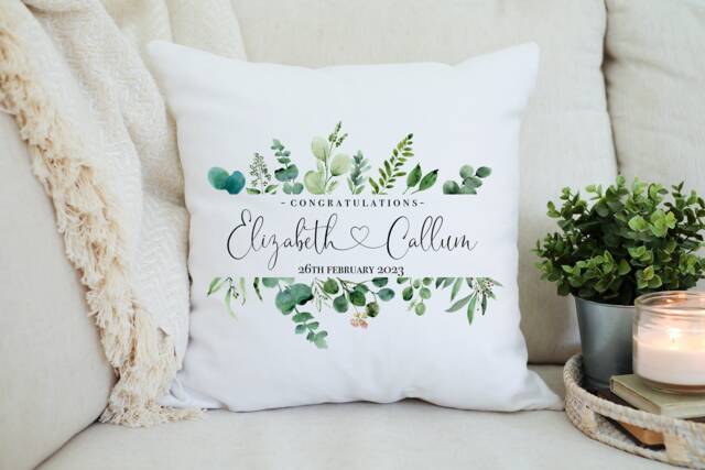 Personalised Wedding Gift - Engagement Anniversary Keepsake Happy Couple On Your Day Pillow - image 1