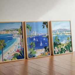 Set Of 3 San Diego Posters, Usa Wall Art Prints, Travel Poster Set, California Coastline Skyline Decor Posters - thumbnail 2