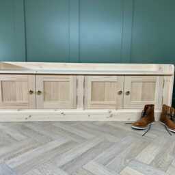 Hallway 6Ft Backless Storage Bench Seat, 4 Door Hall Shoe Or Window Seat - thumbnail 2