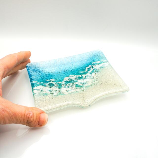 Paradise Aqua Fused Glass Soap Dish 13x10cm - 5x4 - image 1