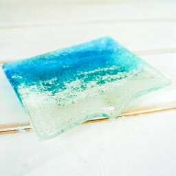 Paradise Aqua Fused Glass Soap Dish 13x10cm - 5x4 - thumbnail 4