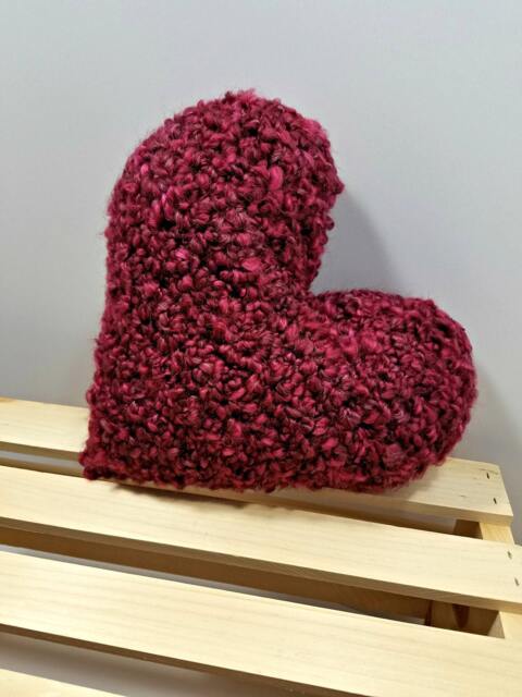 Red Heart Shaped Pillow, Valentine's Day Decor Crochet Black Throw Mother's Gift - image 1