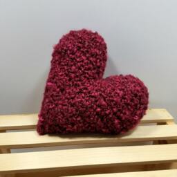 Red Heart Shaped Pillow, Valentine's Day Decor Crochet Black Throw Mother's Gift - thumbnail 2